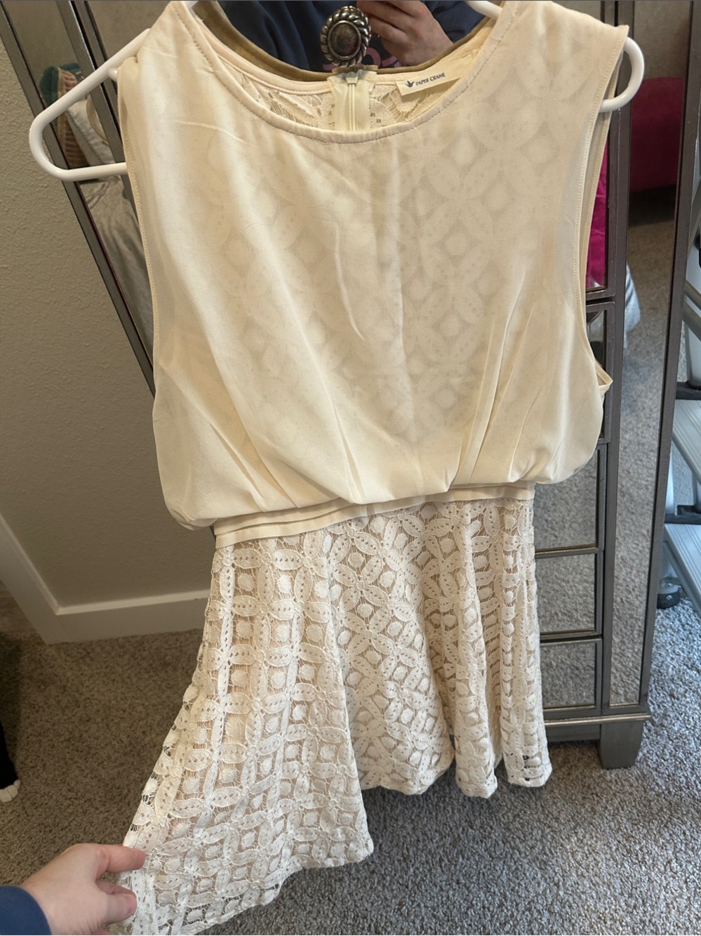 Paper Crane Cream Lace Mini Dress